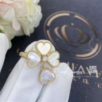 Van Cleef & Arpels Sweet Alhambra Effeuillage Ring Yellow Gold, Diamond, Mother Of Pearl Vcarn5p300 (2)