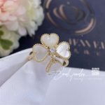 Van Cleef & Arpels Sweet Alhambra Effeuillage Ring Yellow Gold, Diamond, Mother Of Pearl Vcarn5p300 (5)