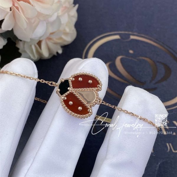 Van Cleef & Arpels Lucky Spring Bracelet, Open Wings Ladybug Rose Gold, Carnelian, Onyx Vcarp7r100 (13)