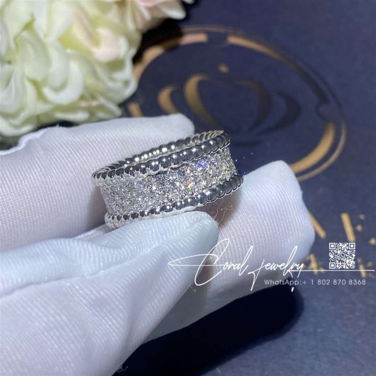 Van Cleef & Arpels Perlée Diamonds Ring, 3 Rows White Gold, Diamond Vcarn9q000 (2)