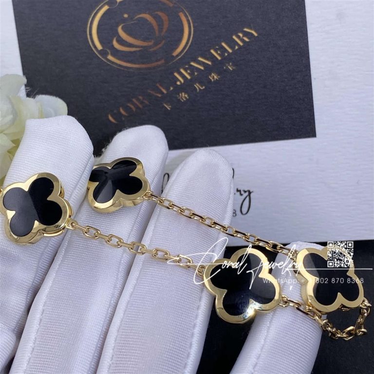 Van Cleef & Arpels Pure Alhambra Bracelet, 4 Motifs Yellow Gold, Onyx Vcarb13400 (1)