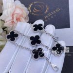 Van Cleef & Arpels Vintage Alhambra 5 Motif 18k White Gold Onyx Bracelet (4)