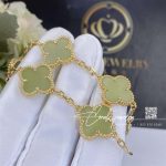 Van Cleef & Arpels Vintage Alhambra 5 Motif 18k Yellow Gold Jade Bracelet (4)