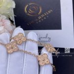 Van Cleef & Arpels Vintage Alhambra Bracelet, 5 Motifs 18k Rose Gold Vcarn9t300 (8)