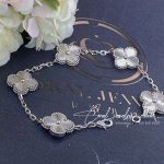 Van Cleef & Arpels Vintage Alhambra Bracelet, 5 Motifs 18k White Gold Vcarp9xe00 (1)