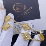 Van Cleef & Arpels Vintage Alhambra Bracelet, 5 Motifs 18k Yellow Gold, Diamond, Golden Mother Of Pearl (10)