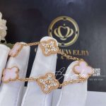 Van Cleef & Arpels Vintage Alhambra Bracelet, 5 Motifs Rose Gold, Diamond, Pink Opal (2)