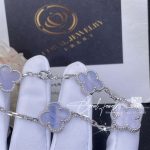 Van Cleef & Arpels Vintage Alhambra Bracelet, 5 Motifs White Gold, Chalcedony Vcard34700 (10)