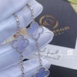 Van Cleef & Arpels Vintage Alhambra Bracelet, 5 Motifs White Gold, Chalcedony Vcard34700 (9)