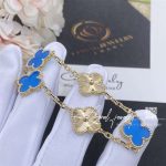 Van Cleef & Arpels Vintage Alhambra Bracelet, 5 Motifs Yellow Gold Guilloché And Blue Agate (4)