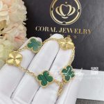 Van Cleef & Arpels Vintage Alhambra Bracelet, 5 Motifs Yellow Gold Guilloché And Malachite (7)