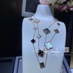 Van Cleef & Arpels Magic Alhambra Long Necklace, 16 Motifs Rose Gold, Mother Of Pearl, Onyx (7)