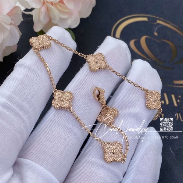 Van Cleef & Arpels Sweet Alhambra Bracelet, 6 Motifs Rose Gold Vcaro8dd00 (1)