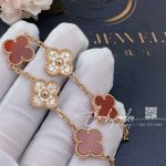 Van Cleef & Arpels Vintage Alhambra Limited Edition Diamond Carnelian Gold Bracelet (1)