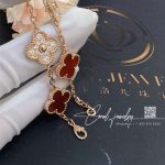 Van Cleef & Arpels Vintage Alhambra Limited Edition Diamond Carnelian Gold Bracelet (5)