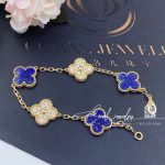 Van Cleef & Arpels Vintage Alhambra Limited Edition Diamond Lapis Gold Bracelet (6)