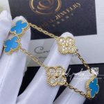 Van Cleef & Arpels Vintage Alhambra Limited Edition Diamond Turquoise Gold Bracelet (4)