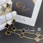 Van Cleef & Arpels Vintage Alhambra Necklace, 10 Motifs 18k Yellow Gold, Onyx Vcara42700 (4)