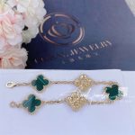 Van Cleef & Arpels Vintage Alhambra Bracelet, 5 Motifs Yellow Gold, Diamond, Malachite Vcaro7gq00 (2)