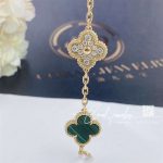 Van Cleef & Arpels Vintage Alhambra Bracelet, 5 Motifs Yellow Gold, Diamond, Malachite Vcaro7gq00 (4)