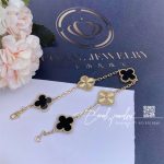 Van Cleef & Arpels Vintage Alhambra Bracelet, 5 Motifs Yellow Gold Guilloché And Onyx (2)