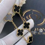 Van Cleef & Arpels Vintage Alhambra Bracelet, 5 Motifs Yellow Gold, Onyx Vcara41300 (5)