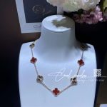 Van Cleef & Arpels Vintage Alhambra Necklace, 10 Motifs Rose Gold, Carnelian (1)