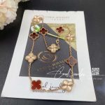 Van Cleef & Arpels Vintage Alhambra Necklace, 10 Motifs Rose Gold, Carnelian (8)