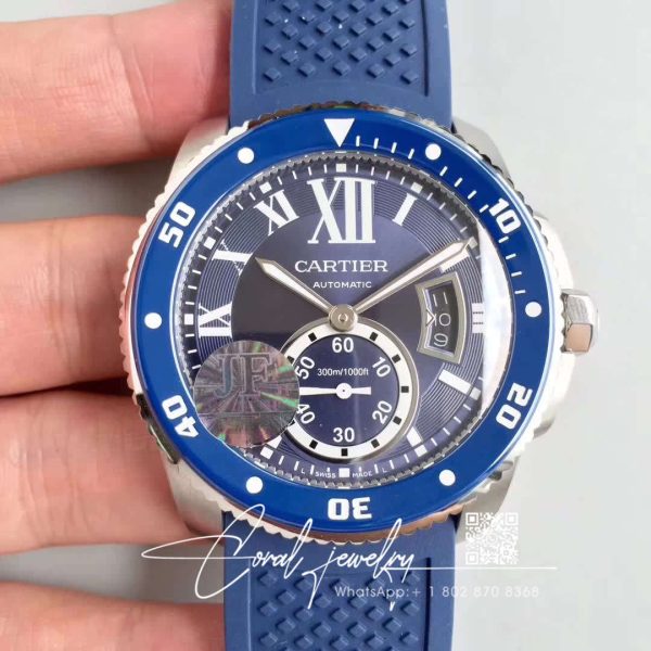 Replica Calibre De Cartier Diver Wsca0010 42mm Jf Factory Blue Dial (1)