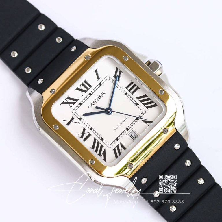 Replica Cartier Santos W2sa0009 Gf Factory V2 Black Rubber Strap (2)