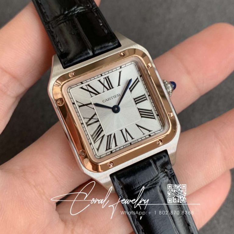 Replica Cartier Santos W2sa0012 Ladies Black Rubber Strap (2)