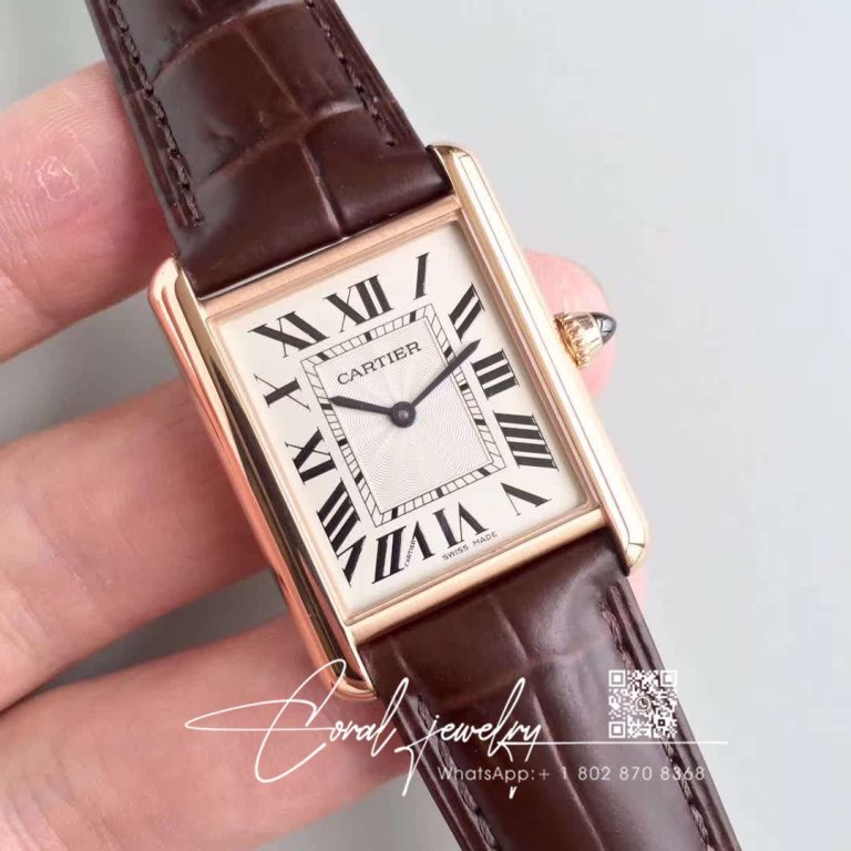 Replica Cartier Tank W5200024 K11 Factory Brown Leather Strap (2)