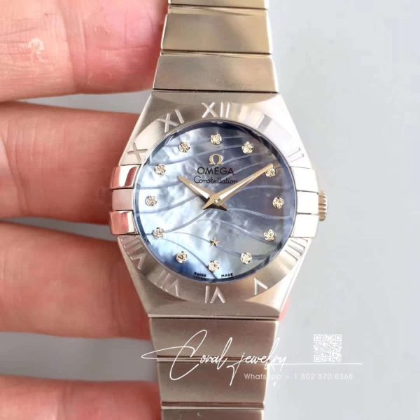 Replica Omega Constellation Ladies 123.15.24.60.55.006 Blue Dial (1)