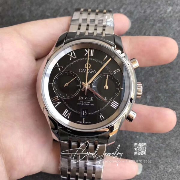 Replica omega de ville chronograph 42mm 431.10.42.51.01.001 om factory black dial (1)