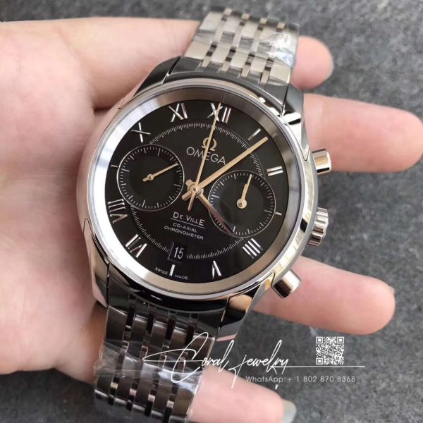 Replica omega de ville chronograph 42mm 431.10.42.51.01.001 om factory black dial (2)