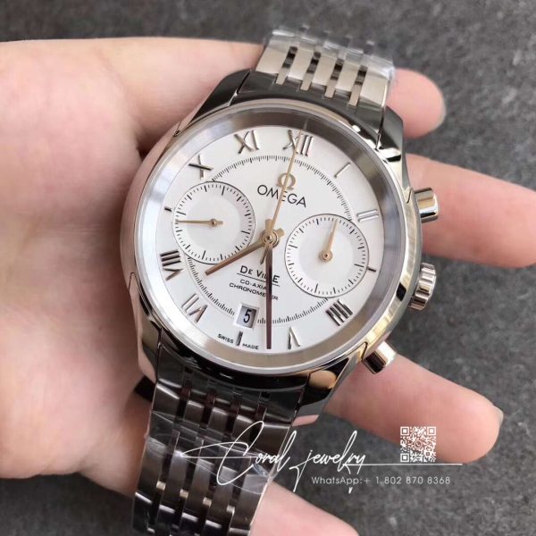 Replica omega de ville co axial chronograph 42mm 431.10.42.51.02.001 om factory white dial (2)