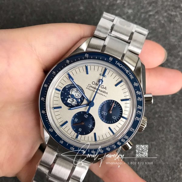 Replica omega speedmaster snoopy award 310.32.42.50.02.001 om factory stainless steel strap (2)