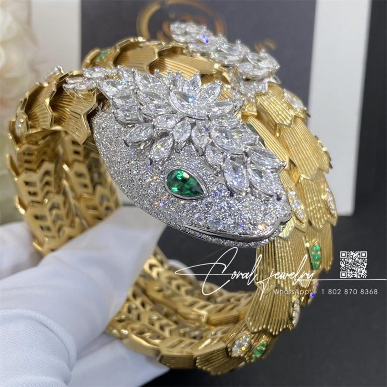 Bvlgari Serpenti Gold Bracelet Diamond And Emerald Coral (5)