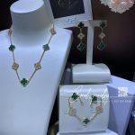 Van Cleef & Arpels Vintage Alhambra Necklace, 10 Motifs Yellow Gold, Diamond, Malachite Vcaro9j400 (13)