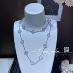 Van Cleef & Arpels Vintage Alhambra Long Necklace, 20 Motifs White Gold, Mother Of Pearl Vcarf48800 (4)