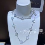 Van Cleef & Arpels Vintage Alhambra Long Necklace, 20 Motifs White Gold, Mother Of Pearl Vcarf48800 (5)