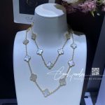 Van Cleef & Arpels Vintage Alhambra Long Necklace, 20 Motifs Yellow Gold, Mother Of Pearl Vcara42100 (3)