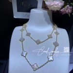 Van Cleef & Arpels Vintage Alhambra Long Necklace, 20 Motifs Yellow Gold, Mother Of Pearl Vcara42100 (6)