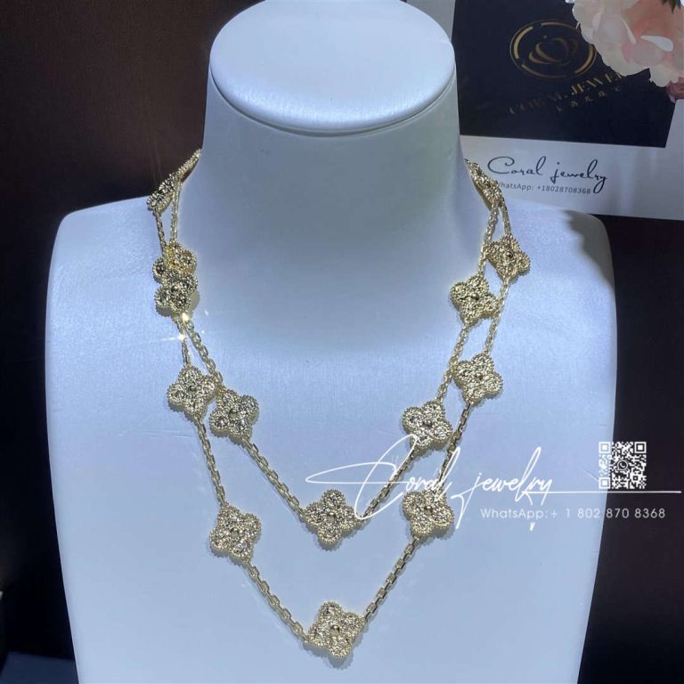 Van Cleef & Arpels Vintage Alhambra Long Necklace, 20 Motifs Yellow Gold Vcaro1ic00 (10)