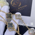 Van Cleef & Arpels Vintage Alhambra Necklace, 10 Motifs 18k Yellow Gold, Grey Mother Of Pearl (15)