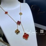 Van Cleef & Arpels Magic Alhambra Necklace, 6 Motifs Yellow Gold, Carnelian, Tiger Eye Vcarn5jp00 (11)