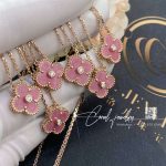 Van Cleef & Arpels Vintage Alhambra 2021 Holiday Pendant Rose Gold,rhodonite Vcarp7td00 (4)