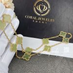 Van Cleef & Arpels Vintage Alhambra Necklace, 10 Motifs Yellow Gold, Jade (1)