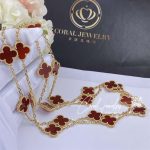 Van Cleef & Arpels Vintage Alhambra Long Necklace, 20 Motifs Yellow Gold, Carnelian Vcard39800 (2)