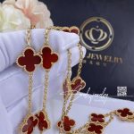 Van Cleef & Arpels Vintage Alhambra Long Necklace, 20 Motifs Yellow Gold, Carnelian Vcard39800 (3)